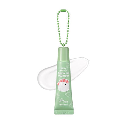 TONYMOLY x Squishmallow Keina Keychain Lip Gloss, Spicey Wasabi Gloss, Sheer Pigmented Glossy Lip Stain, Plumping, Hydrating, Non-Sticky, High Shine Glossy, 11ml