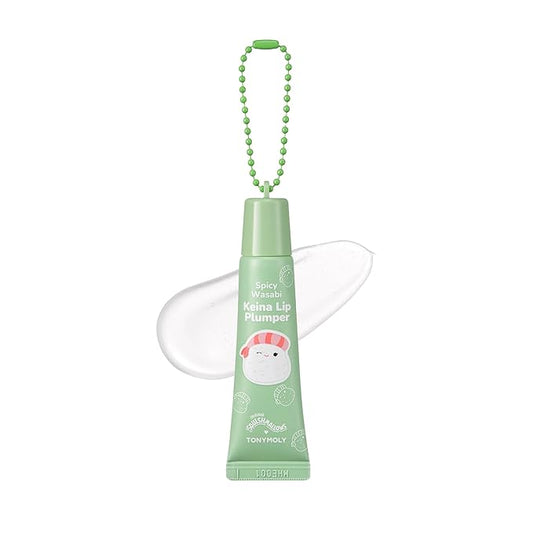 TONYMOLY x Squishmallow Keina Keychain Lip Gloss, Spicey Wasabi Gloss, Sheer Pigmented Glossy Lip Stain, Plumping, Hydrating, Non-Sticky, High Shine Glossy, 11ml