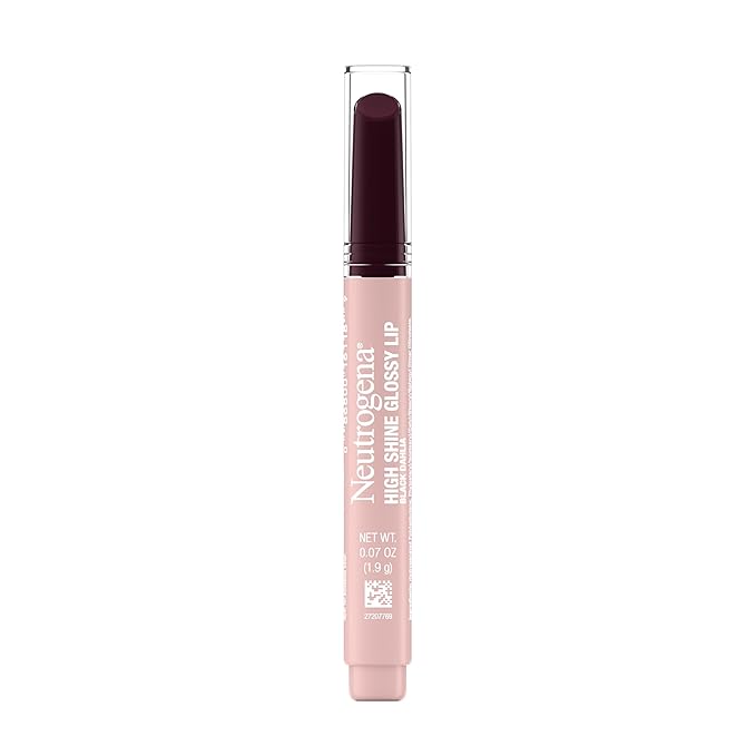 Neutrogena High Shine Glossy Lip with Maracuja Oil + Vitamins & Antioxidant Vitamin E, Nourishing Glossy Lip, Non-Retractable, Pigmented For Buildable Color, Black Dahlia, 0.07 oz