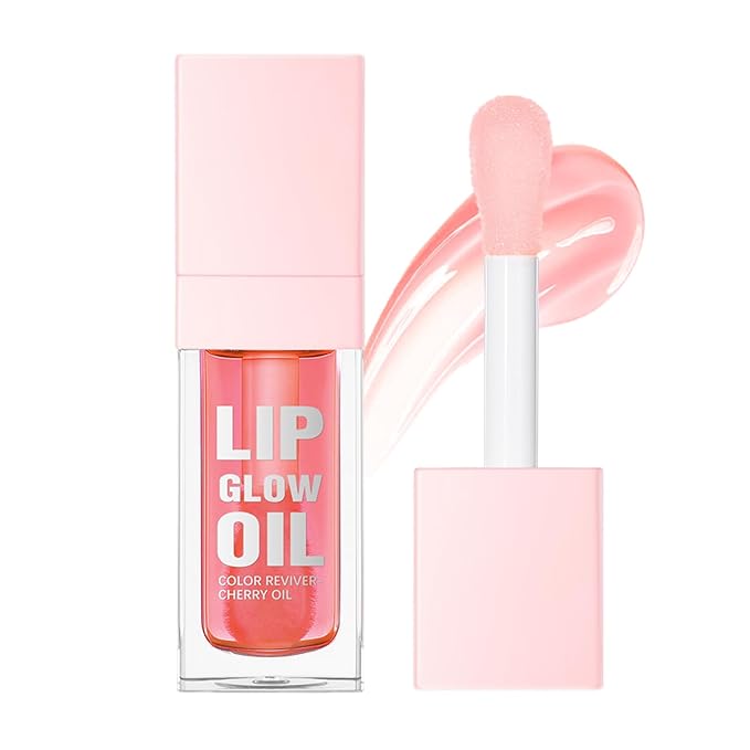 Hydrating Lip Glow Oil, Plumping Lip Gloss, Moisturizing Lip Gloss Lip Balm, Transparent Lip Oil, Non-Sticky Long Lasting Lip Gloss, Tinted Lip Balm for Lip Care,0.28 OZ (#001-Pink, 0.28 OZ)