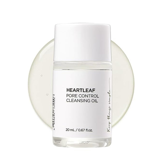 Heartleaf Pore Control Cleansing Oil Mini, Makeup Blackhead Remover, Travel Size, Korean Skin Care, Oil Cleanser for Face (20ml / 0.67 fl.oz.)