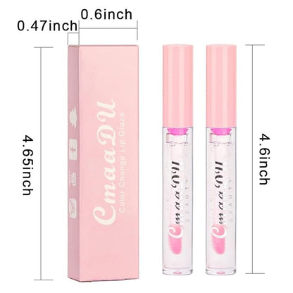 evpct 2Pcs Clear Color Changing PH Tinted Lip Gloss Sets for Women, Pink Mood Lip Oil Gloss Balm Tint Stain Glaze Pack Hydrating 0.11 fl.oz *2