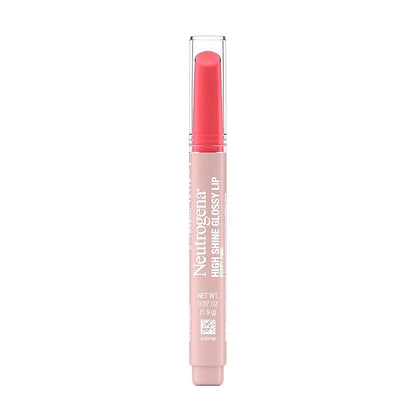 Neutrogena High Shine Glossy Lip with Maracuja Oil + Vitamins & Antioxidant Vitamin E, Nourishing Glossy Lip, Non-Retractable, Pigmented For Buildable Color, Poppy Pink, 0.07 oz
