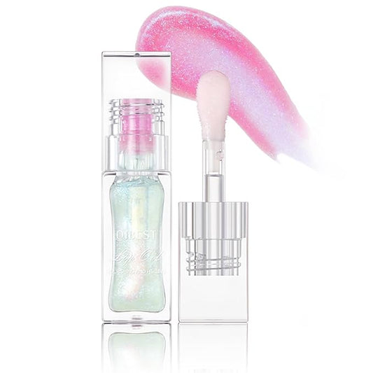 Magic Color Changing Lip Oil Ph, Glitter Lip Gloss, Upgraded Big Brush Head Moisturizing Lip Oil, Color Changing with Temperature, Moisturizing & Sparkling (# 04, 0.3 Oz)