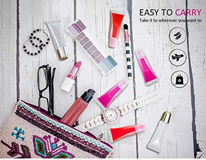 AMORIX 50PCS Lip Gloss Tubes 20ml White Cap Lip Gloss Containers Empty Refillable Cosmetic Squeeze Lipgloss Tubes + 2 x 20ml Syringes Tag Labels for DIY Lip Gloss Base Glitter