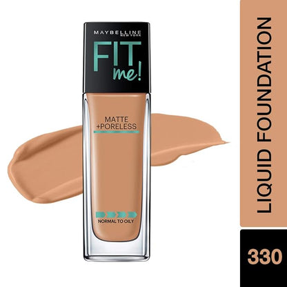 Maybelline Fit Me Matte + Poreless Pressed Powder Makeup & Liquid Foundation Makeup Bundle, Toffee, 1 Count Each