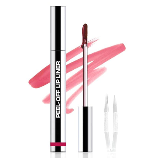 Matte Lip Stain Peel Off Lip liner with Tweezer, Pinkish Red Peel Off Lip Stain, Long Lasting Waterproof Lipstick Lip Gloss Tattoo, Transfer-proof for All Skin Types, 0.12 fl oz 06#