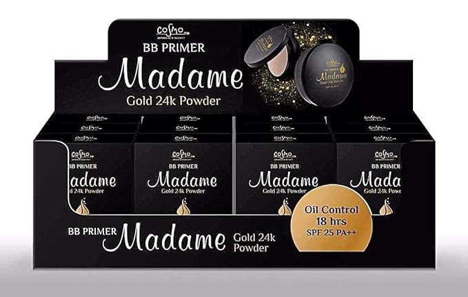 MADAME 12 g. MEDIUM Oil Control Face Pressed Powder Compact Foundation, Long Lasting Makeup Oily Skin Flawless Matte Finish Controls Face Shine Skin Oil Control Breathable Coverage Lightweight SPF 25