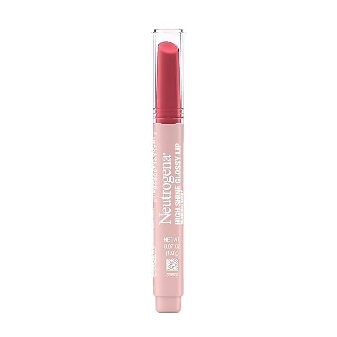 Neutrogena High Shine Glossy Lip with Maracuja Oil + Vitamins & Antioxidant Vitamin E, Nourishing Glossy Lip, Non-Retractable, Pigmented For Buildable Color, Blushing Berry, 0.07 oz