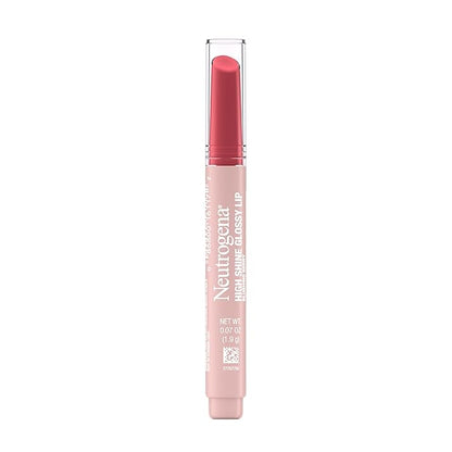 Neutrogena High Shine Glossy Lip with Maracuja Oil + Vitamins & Antioxidant Vitamin E, Nourishing Glossy Lip, Non-Retractable, Pigmented For Buildable Color, Blushing Berry, 0.07 oz