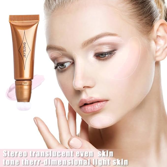 Pink Highlighter Makeup Rare Beauty Liquid Highlighter Stick with Cushion Applicator Contour Beauty Blush Wand Long Lasting Liquid Blush Stick Cream Contour Stick(#06 Light Pink Highlighter)
