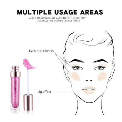 GECOMO Colorful Explosive Pearlescent Lip Gloss 3D Multifunctional Fine Glitter Chameleon Lip Gloss Polarized Diamond Makeup,Magic Big Brush Color Changing Lip Oil(104# PURPLE FLASH)