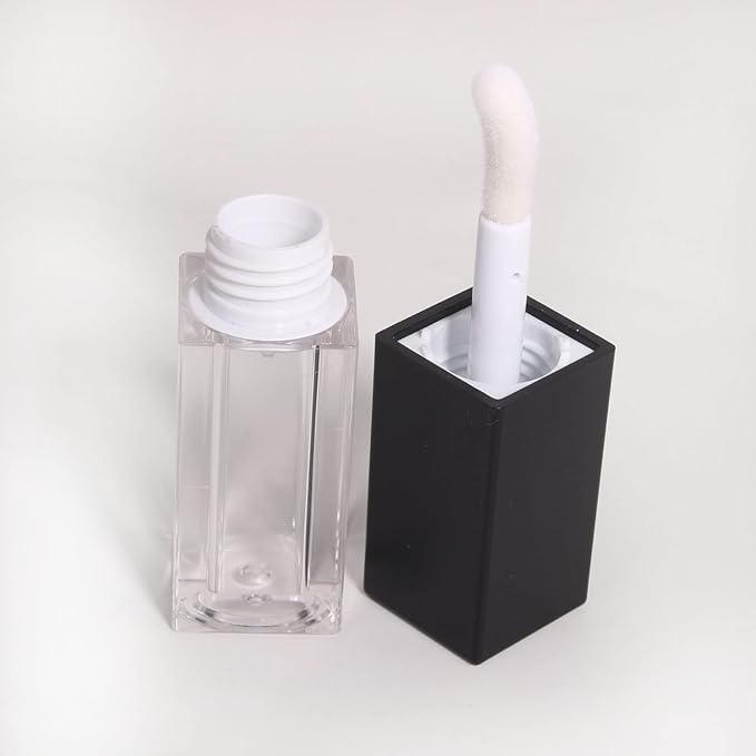 24pcs 5ml Empty square black lipgloss tubes bulk wholesale with big wand lipgloss containers