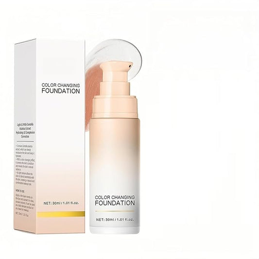 MAEPEOR Color Changing Foundation 4 Colors Lightweight Non-Greasy Hydrating Color Correcting CC Cream with Centella, Skin Corrector Foundation for Dull Skin Tone (04 White)