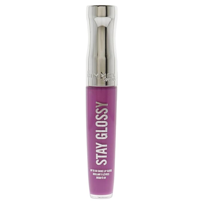 Rimmel Stay Glossy Lip Gloss - Non-Sticky and Lightweight Formula for Lip Color and Shine - 155 Purple Parlour, .18oz