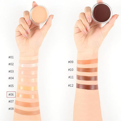Kaely Cream Pot Concealer Full Coverage Makeup Set, Under Eye Brightener Color Correcting Concealer for Dark Circles, Waterproof Foundation Palette with Brush, Eye Ring Corrector de ojeras, 06