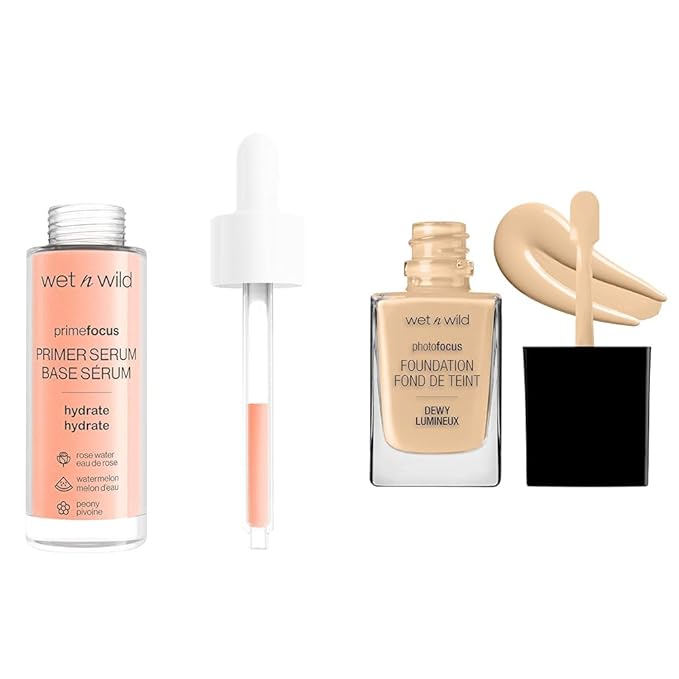 wet n wild Prime Focus Primer Serum and Photo Focus Dewy Foundation Bundle