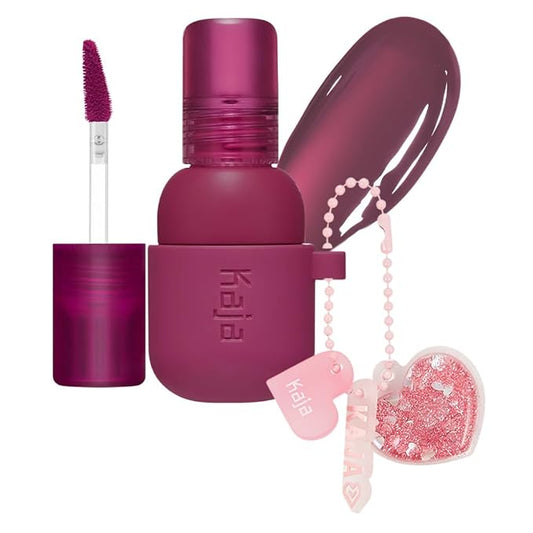 Kaja Lip & Blush Glazed Keychain Stain - Jelly Charm 03 Berry Colada | with Triple Berry Complex, Lemon Fruit Extract & Olive Squalane, Hydrating, Long Lasting Tint
