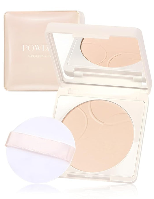 Pressed Mineral Powder Foundation Palette 4-in-1 SPF 35 Concealer Setting Makeup Matte Finish Lightweight Buildable Coverage Oil Control Sun Protection for Women Daily Use