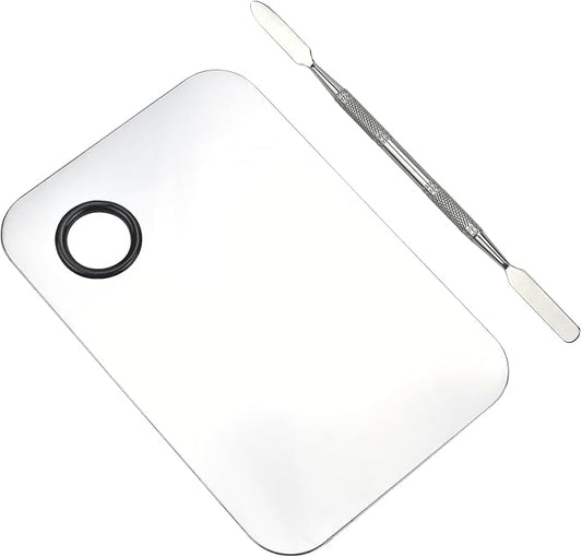Makeup Mixing Palette, Stainless Steel Makeup Palette, Cosmetic Palette with Spatula Tool for Nail Art Eye Shadow Eyelash Makeup