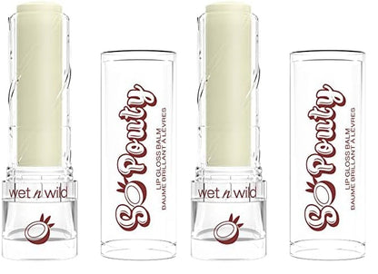 wet n wild Perfect Pout So Pouty Shine Tinted Lip Balm Coconut Flavored, Hyaluronic Acid, Vegan Collagen, Moisturizing For Dry Lip Care, Clear (Pack of 2)