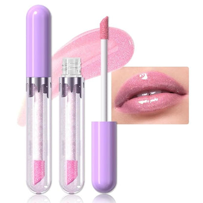 Glitter Liquid Lip Gloss,Orchid Shimmer Lipstick, Waterproof Shimmer Lip Stain Lip Glaze, High Shine Long Lasting Shiny Lip Color Makeup 15#