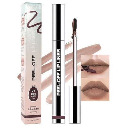 Waterproof & Smudge Lip Gloss with Matte Finish,Long-Lasting Proof Peel Off Lip Stain for All Skin Types, Peel Off Lip Liner Stain Tattoo(5#-Dark Brown, 1 Count (Pack of 1))