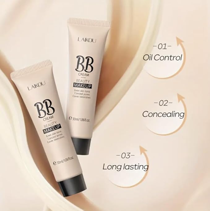 Long-Lasting Waterproof Cream Makeup, 30ml, Oil-Control, Pore-Hiding, Ivory/Tan Shades