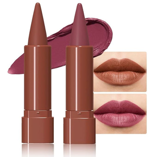 Sculpting Matte Lip Liner pencil,Gradient Matte Lipstick Crayon,Smooth Creamy Texture lip Pencil, Waterproof Smudge Proof Lipstick Pencil,Highly Pigmented Lip Makeup,Vegan Beauty.04#+09#