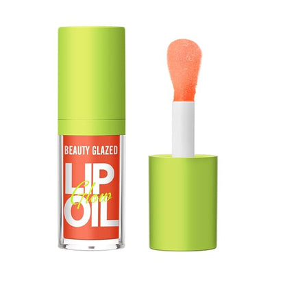 Beauty Glazed Big Brush Head Lip Oil, Ultra-Hydrating & Nourishing, Smooth Glossy Finish Lip Glow Oil, Shiny and Vegan Tinted Lip Gloss, Non-Sticky Formula (1, 103# SWEET)