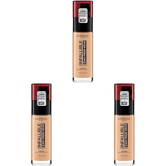 L’Oréal Paris Makeup Infallible Up to 24 Hour Fresh Wear Foundation, Golden Sun, 1 fl; Ounce (Pack of 3)