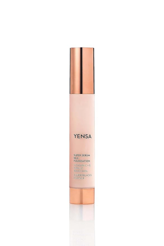 YENSA Serum Foundation Makeup - Super Silk Full Coverage Foundation Enriched with Peptides, Vitamin C & Ferulic Acid to Help Reduce Fine Lines, Wrinkles & Dark Circles - Fair 1 (1 oz)