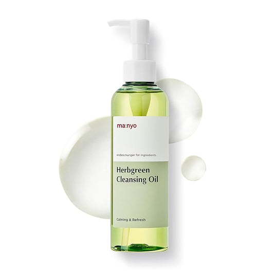 ma:nyo Herb Green Cleansing Oil 6.7 fl oz (200ml) Korean Facial Cleanser, Daily Makeup Remover for Women, Effective Cleansing Without Clogging Pores, with Artemisa, Tea Tree