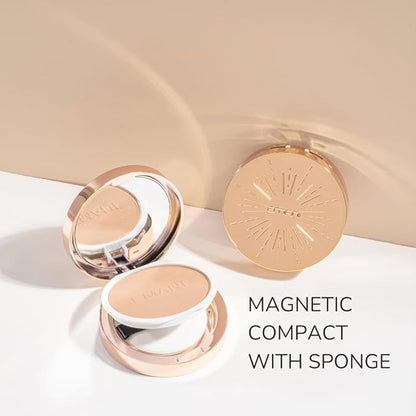 Emani Flawless Matte Powder Foundation Makeup for Sensitive Skin, Natural Mineral Foundation Compact with Buildable Coverage, Oil Control, Talc Free, Cruelty-Free & Vegan, Golden Tan