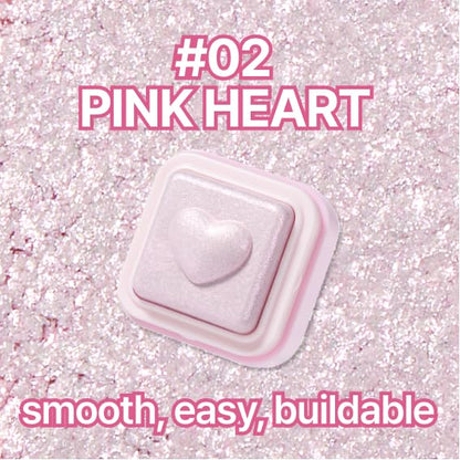 COLORGRAM Milk Bling Heartlighter 02 Pink Heart | Silky Smooth Versatile Creamy Highlighter with Shimmery Finish, Soft and Natural Glow Perfect for Daily Makeup