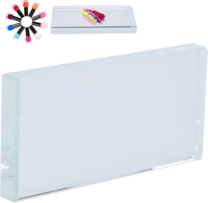 ZJchao Nail Art Palettes, Glass Nail Palettes False Eyelash Glue Holder for Mixing Color Blending Glass Rectangle Makeup