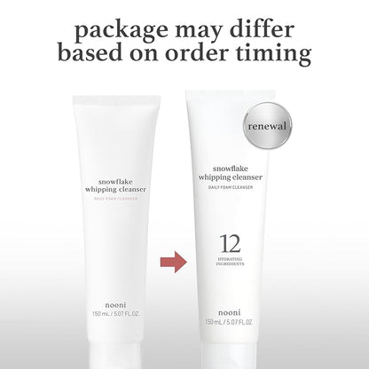 NOONI Face Cleansing - Snowflake Whipping Cleanser | Korean Glass Skin Care, Kbeauty, Facial Wash, Remove Impurities, Purifying, Vegan Whipped Cream, Moisturizing, Sensitive Skin, 5.07 FL Oz x 2ea
