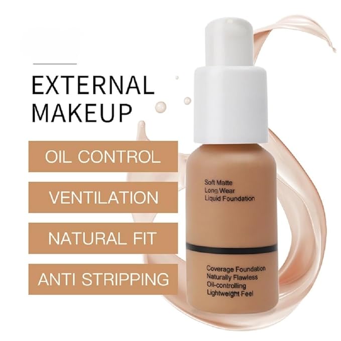 liquid foundation waterproof oil control concealer matte concealer liquid foundation moisturizing BB cream foundation cream (101# Porcelain, 30ml)