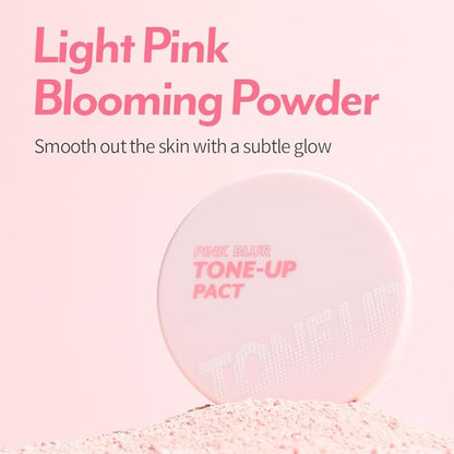 I'M MEME Compact - Tone-up Pact | Korean Pressed Setting Powder for Pink Blur Effect, with Calamine, Mattify Skin, Makeup Foundation, Translucent Compact, Oily Skin, Natural Coverage, 0.35 Oz