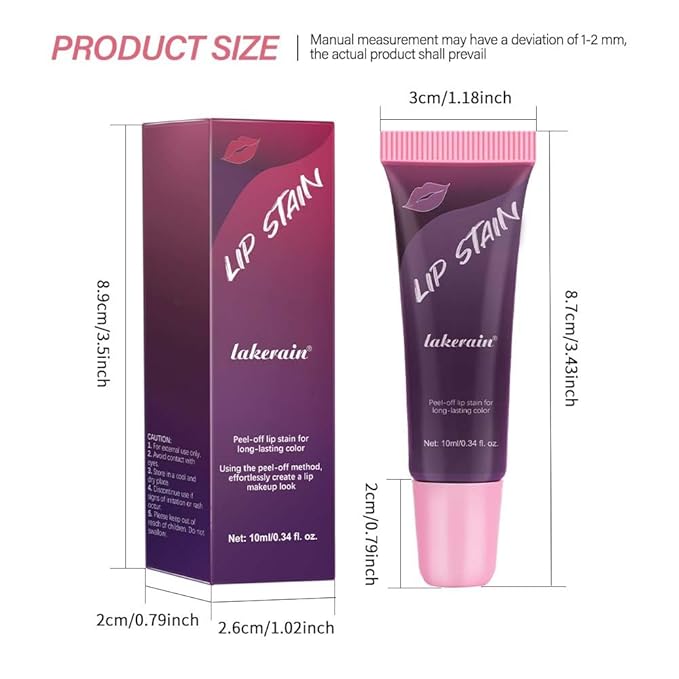 3 Colors Peel Off Lip Stain Detachable Lip Liner Set Long Lasting Lip Stain Peel Off Waterproof Non-sticky Matte Nude Lip Gloss Highly Pigmented Tattoo Lip Tint Stain Color (Multicolor, 3PCS)