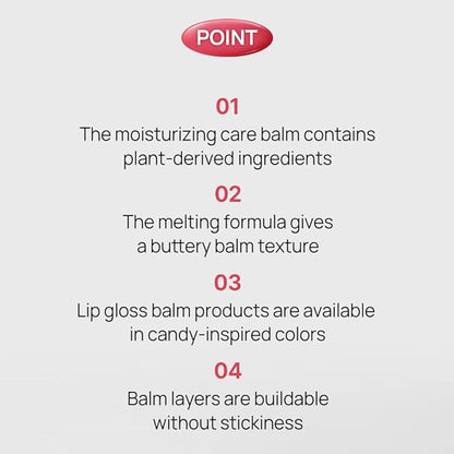 YNM Candy Gloss Balm (04 PEONY BERRY, 3g) (+9 colors) K-beauty, Tinted, Color Lipstick Balm, Glossy, Moisture, korean, Jello lips, Non-Sticky and Long-lasting