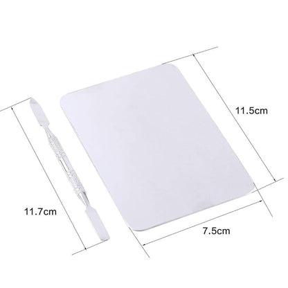 Small Stainless Steel Makeup Palette Rectangle Shape Mixing Plate Tools With Spatula