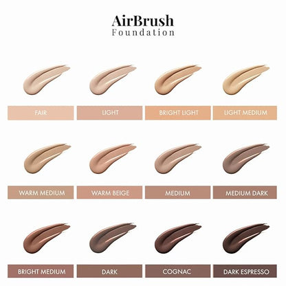 MagicMinerals AirBrush Foundation by Jerome Alexander – 2pc Set with Airbrush Foundation and Kabuki Brush - Spray Makeup with Anti-aging Ingredients for Smooth Radiant Skin - Warm Beige