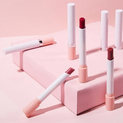 4 Colors Mini Small Little Tube Lipstick, Matte Lipstick Set, Red Moisturizer Smooth Lip Stick Lip Stain Velvet Lipstick, Lip Stain Long Lasting 24 Hours Waterproof Labiales Mate (Set B)