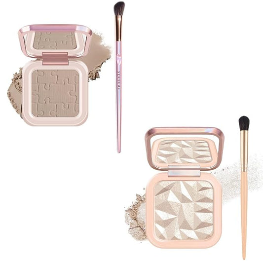 Mysense Single Contour Powder Palette + Shimmer Highlighter Makeup Powder Palette for Sculpted & Three-Dimensinal Face Makeup