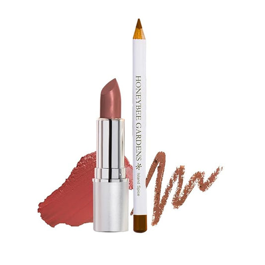 Honeybee Gardens Lip Liner + Lipstick Bundle, Calliope & Island Spice