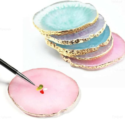 Nail Art Palette Stone,Resin Nail Art Palette,Nail Art Painting Mixed Color Palette Gold Edge Nail Gel Color Makeup Display