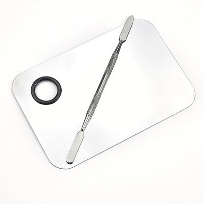 Makeup Mixing Palette, Stainless Steel Makeup Palette, Cosmetic Palette with Spatula Tool for Nail Art Eye Shadow Eyelash Makeup