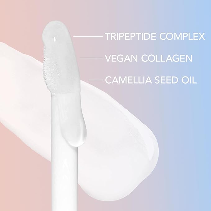 Sacheu Lip Elixir Nourishing and Hydrating Lipgloss — Moisturizing Plumping Lip Gloss Enriched with Collagen, Non-Sticky Lip Color Smooth High-Shine Finish, Vegan & Cruelty-Free, Bunny Ear (Clear)