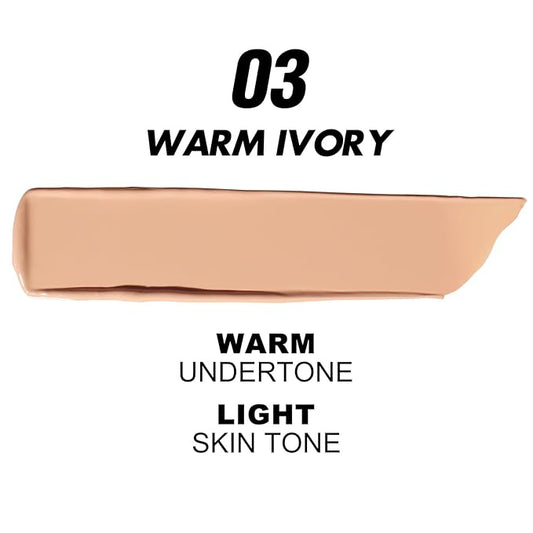 FOCALLURE 2 Pcs Liquid Foundation, Skin Evolution Foundation + Concealer, Full Coverage Foundation Makeup, Durable, Waterproof, Oil-Control, Hides Wrinkles & Lines, Warm Ivory